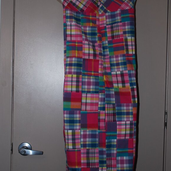 🌈 New With Tags! Talbots Madras Patchwork Dress - Size 12P 🌈 - Picture 7 of 16